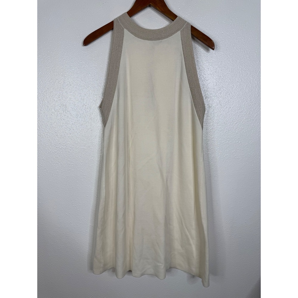 Trina Turk Cream Metallic Gold Knit Halter Keyhole Mini Dress TT162901 Mens M
